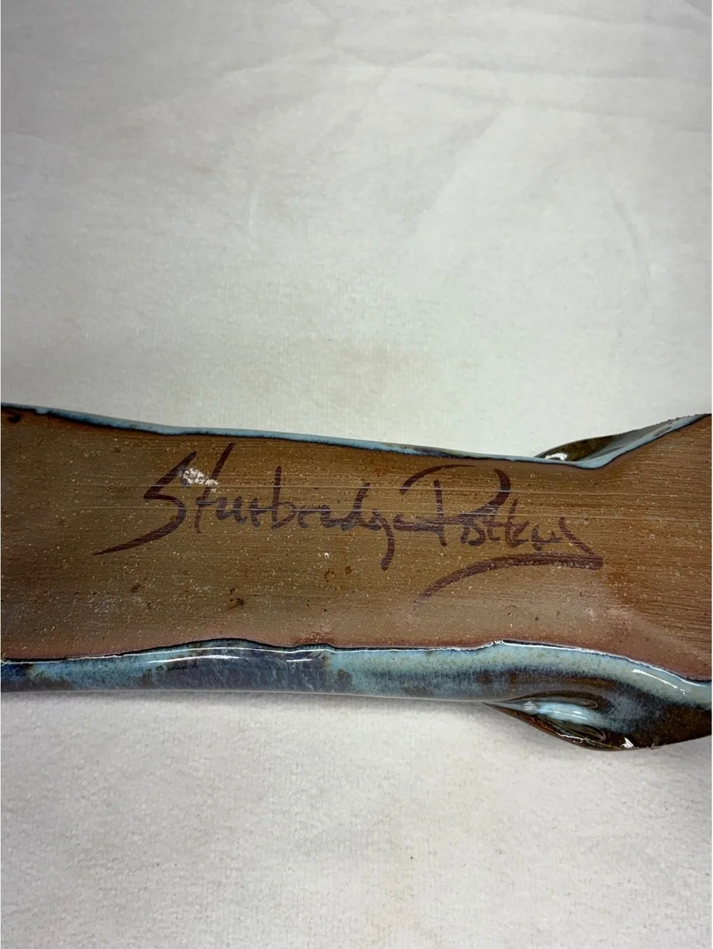 Vintage Sturbridge Pottery Massachusetts Hanging Redware Utensil Holder Signed